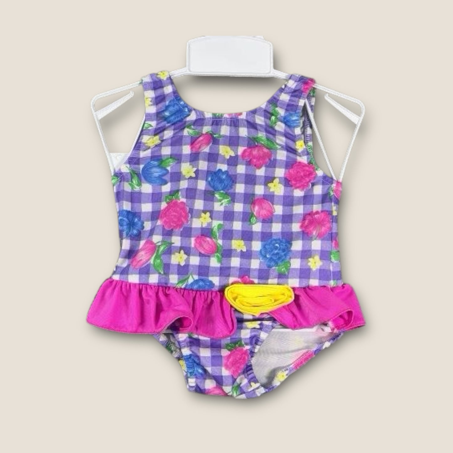 General Checkered with Flowers Girls 1 pc Swimsuit, 2