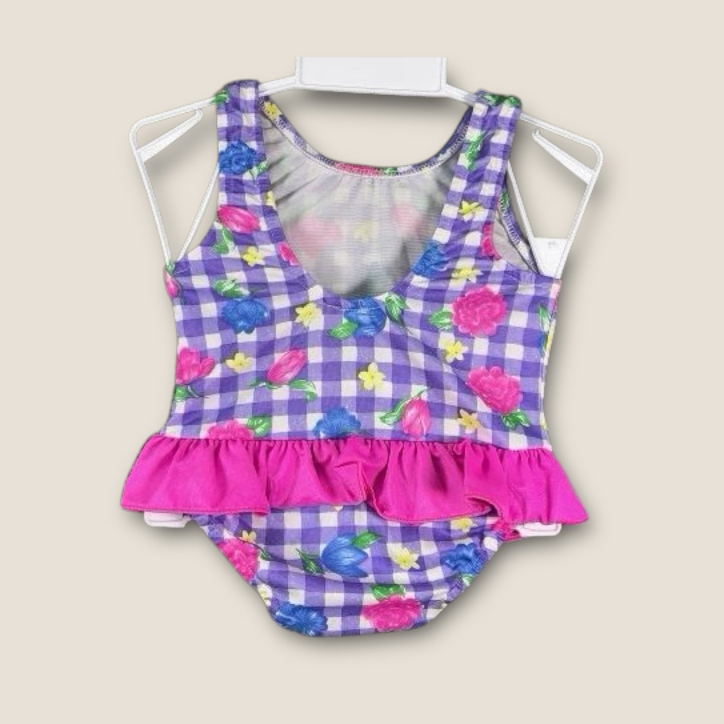 General Checkered with Flowers Girls 1 pc Swimsuit, 2