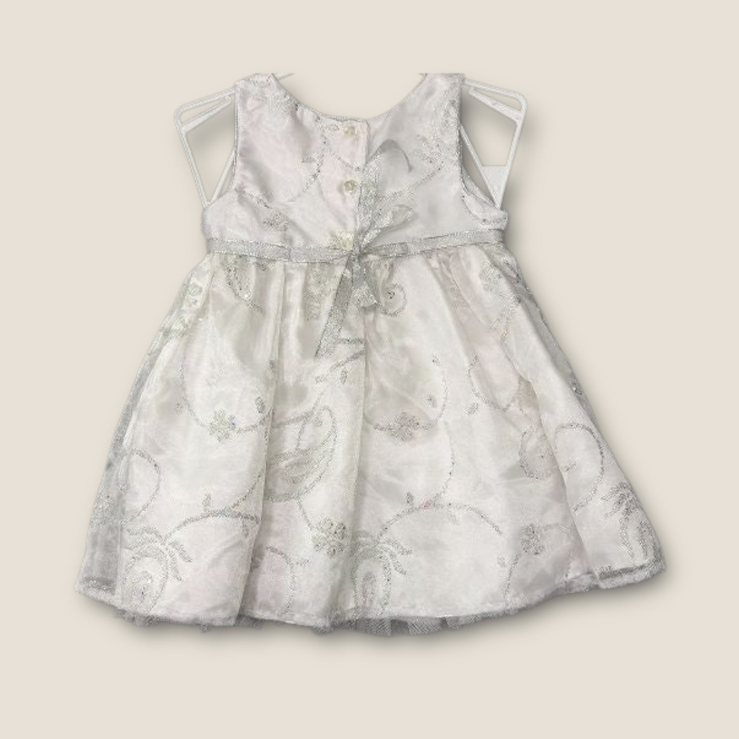 Sweet Heart Rose White and Silver Fancy Short Sleeve Dress, 2