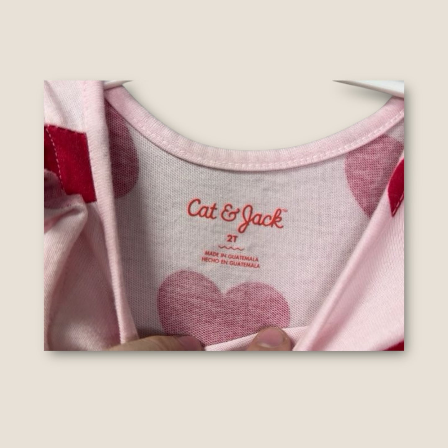 Cat and Jack pink and Red 2pcs Pink with Red Hearts, 3