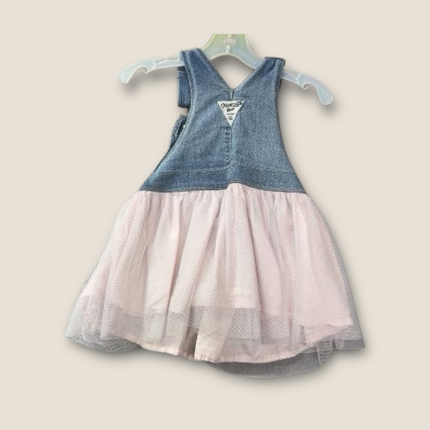 Osh Kosh B'osh Jean and Pink Overalls Dress with Tulle Skirt, 3