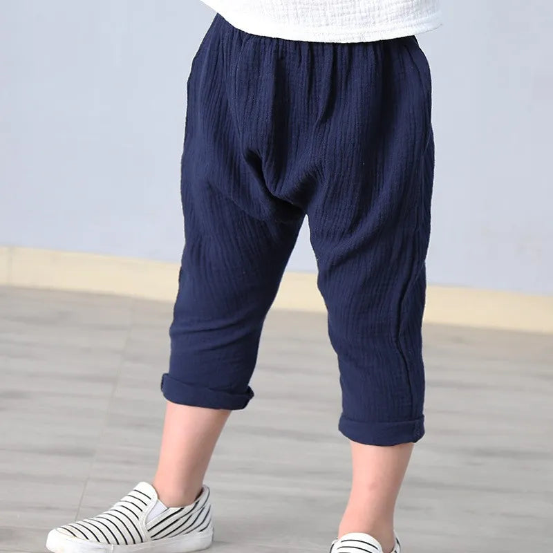 Boys Linen Pants Summer 1-6year Baby Girl Pant Solid Color Linen Children Pants