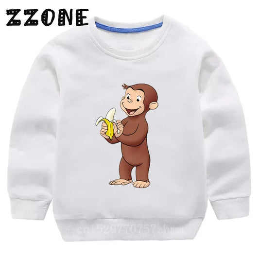 Kids Curious George Monkey Cute Cartoon Sweatshirts Children's Hoodies Baby