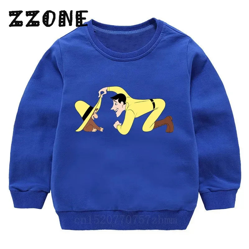 Kids Curious George Monkey Cute Cartoon Sweatshirts Children's Hoodies Baby