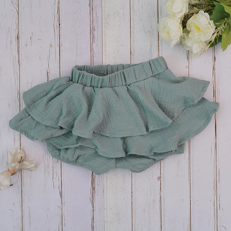 Organic Cotton Baby Girl Shorts Summer Ruffle Bloomer Shorts for Girls Toddler