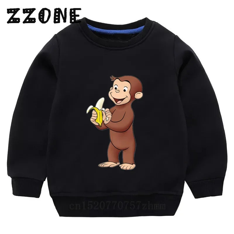 Kids Curious George Monkey Cute Cartoon Sweatshirts Children's Hoodies Baby