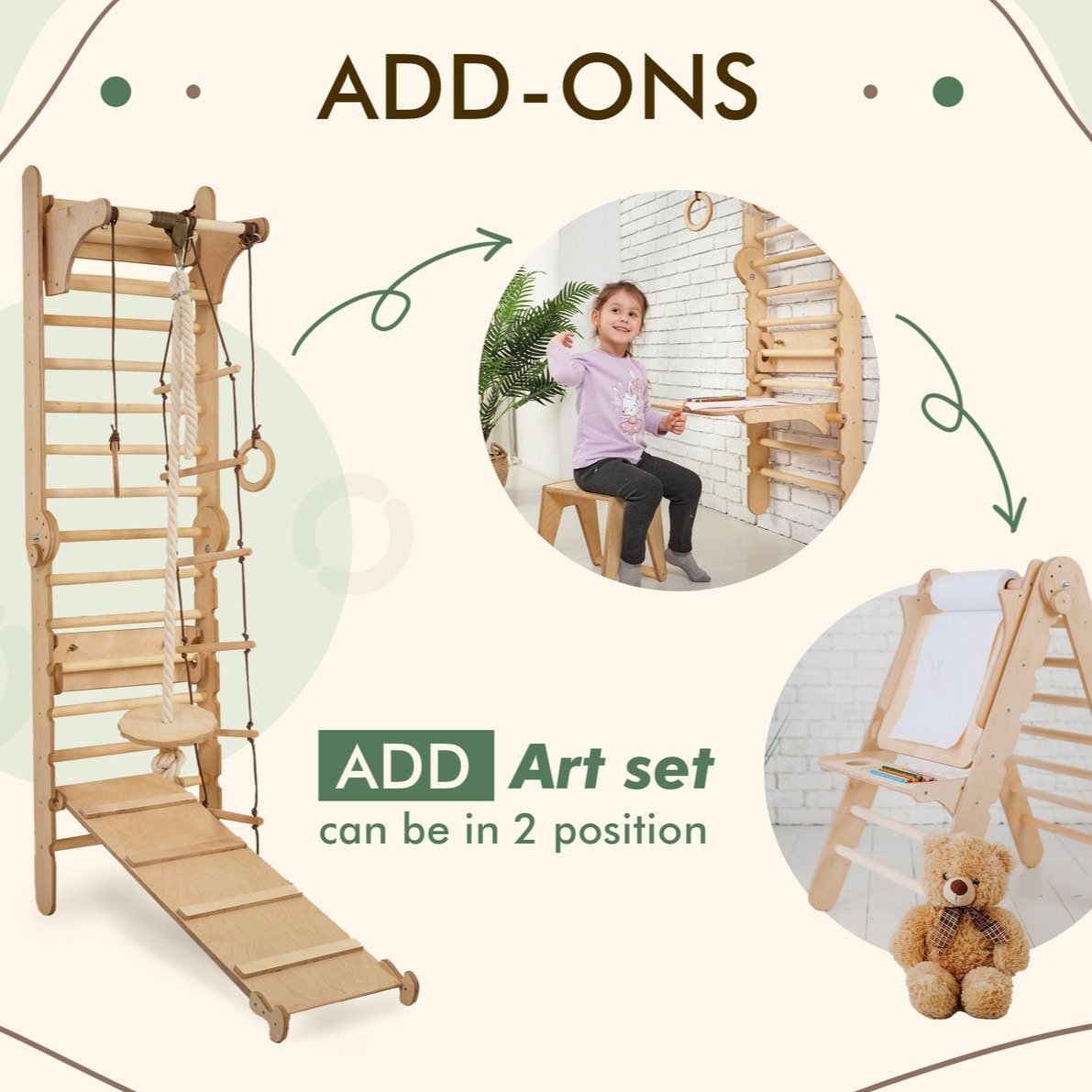 6in1 Wooden Swedish Wall / Climbing Ladder for Children