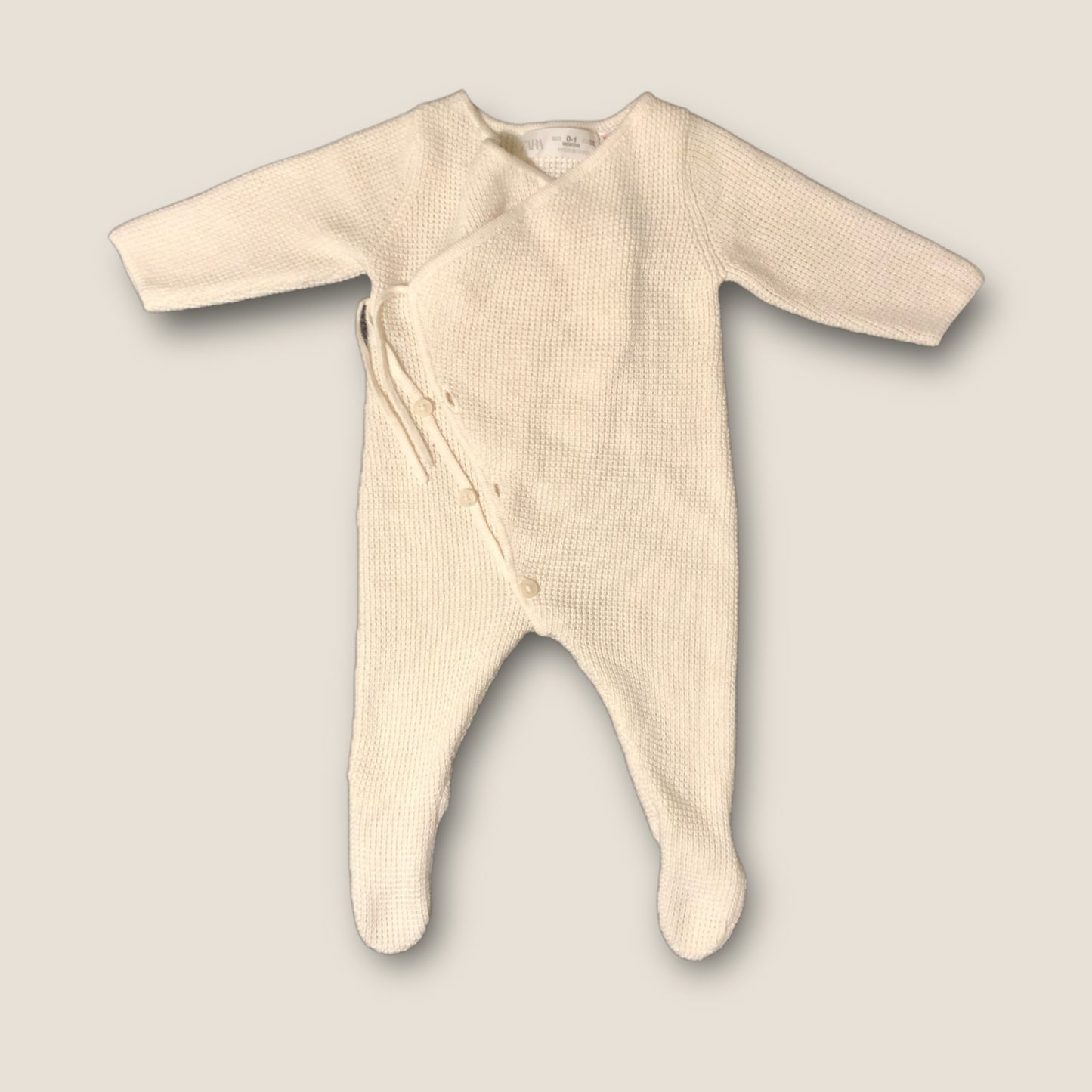 Zara Onesie White diagonal buttons