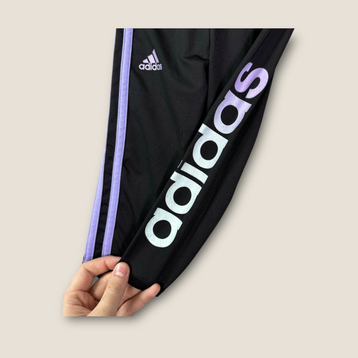 Adidas Black and Purple Sweat Pants, 2