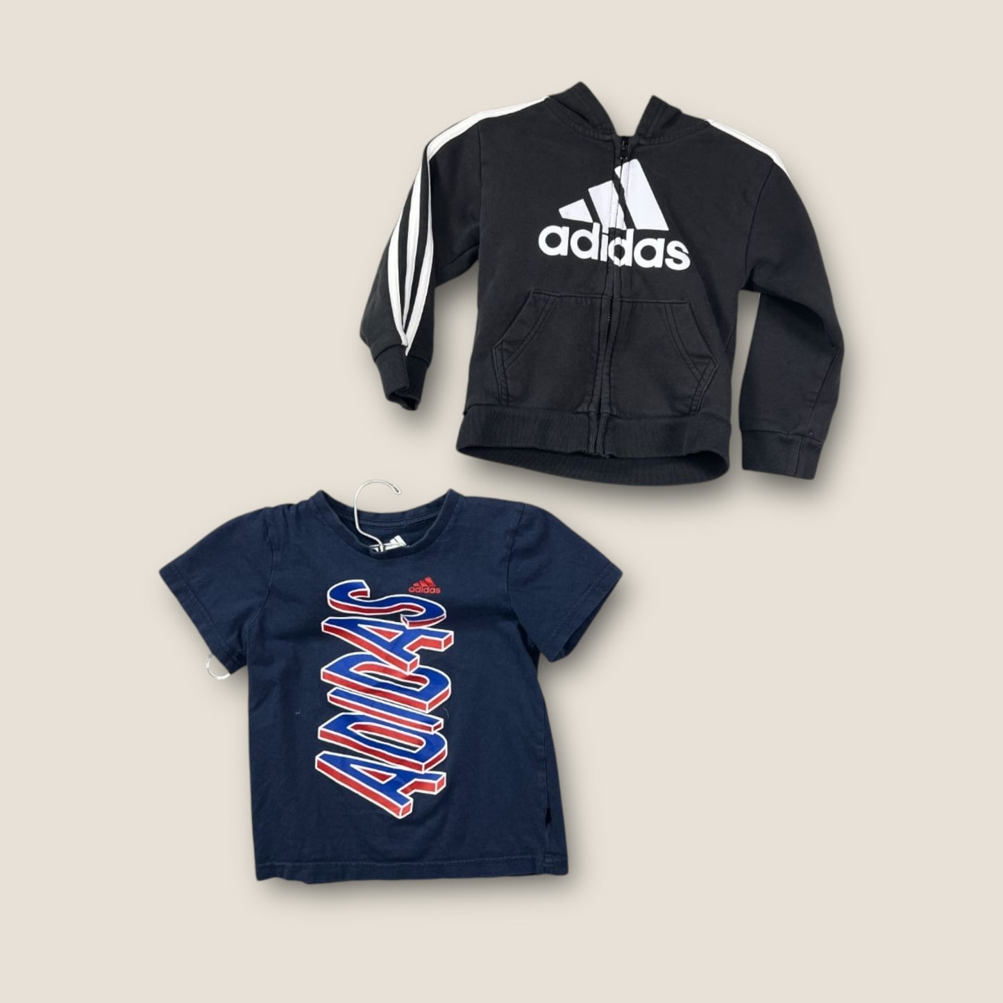 Adidas Black, White, Blue, Red Zippered Hoodie, and a Shirt, 3