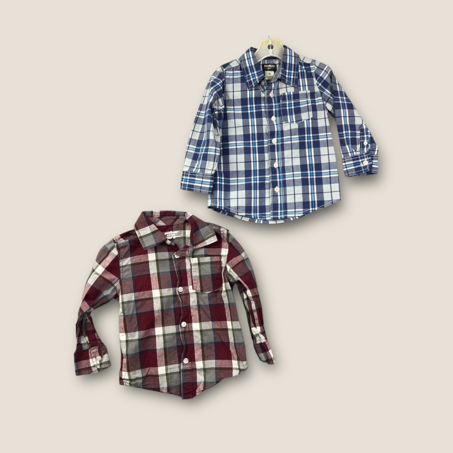 Osh Kosh, Garanimals Plaid Flannel Button Up Shirts, Pack of 2, 3