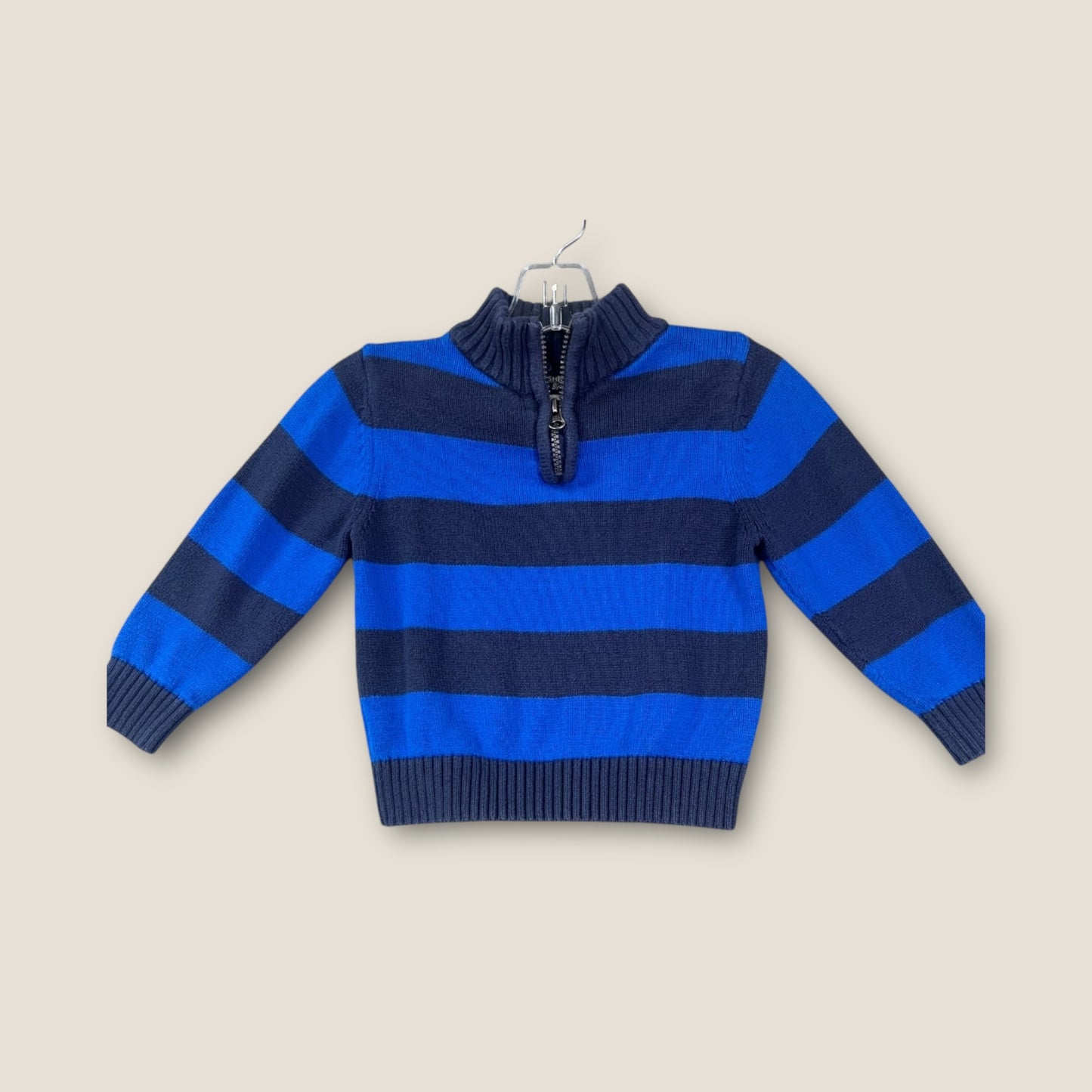 Osh Kosh B'Gosh Blue and Navy Striped  Quarter Zip Sweater, 3