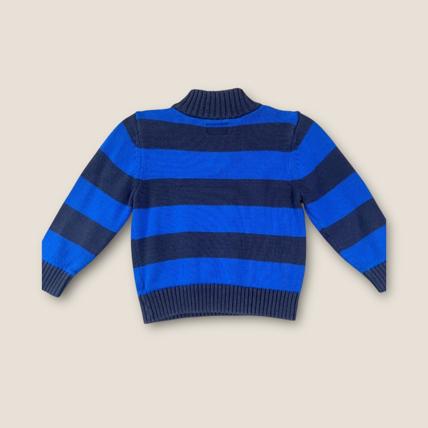 Osh Kosh B'Gosh Blue and Navy Striped  Quarter Zip Sweater, 3