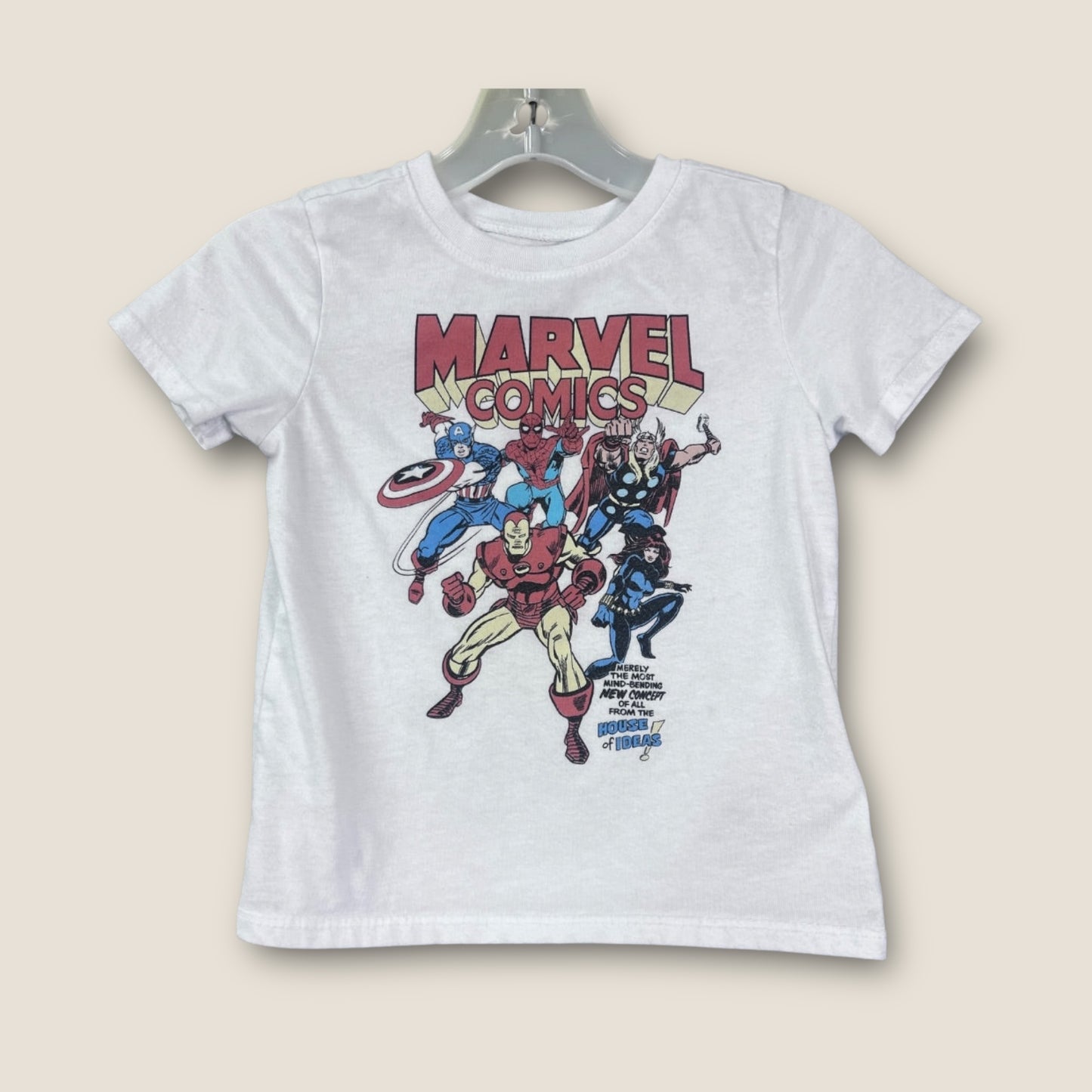 *FLAWED* Marvel White with Marvel Print Short Sleeve T-Shirt, 3