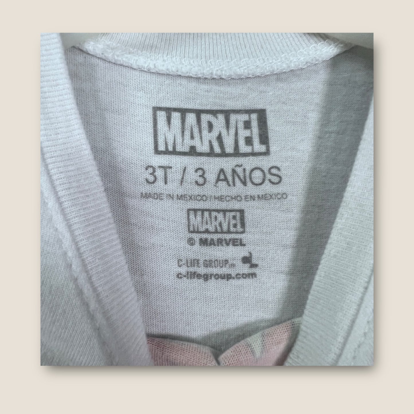 *FLAWED* Marvel White with Marvel Print Short Sleeve T-Shirt, 3