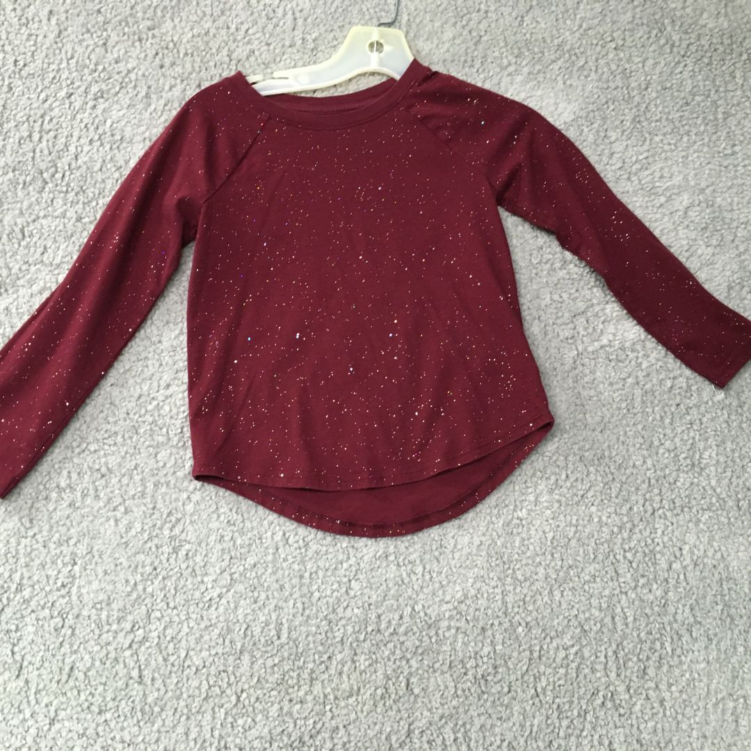 Cat and Jack Maroon Maroon Long Sleeve Tee, 4