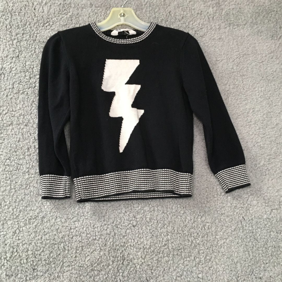 H&M Black Black Sweater with Lighting bolt, 4