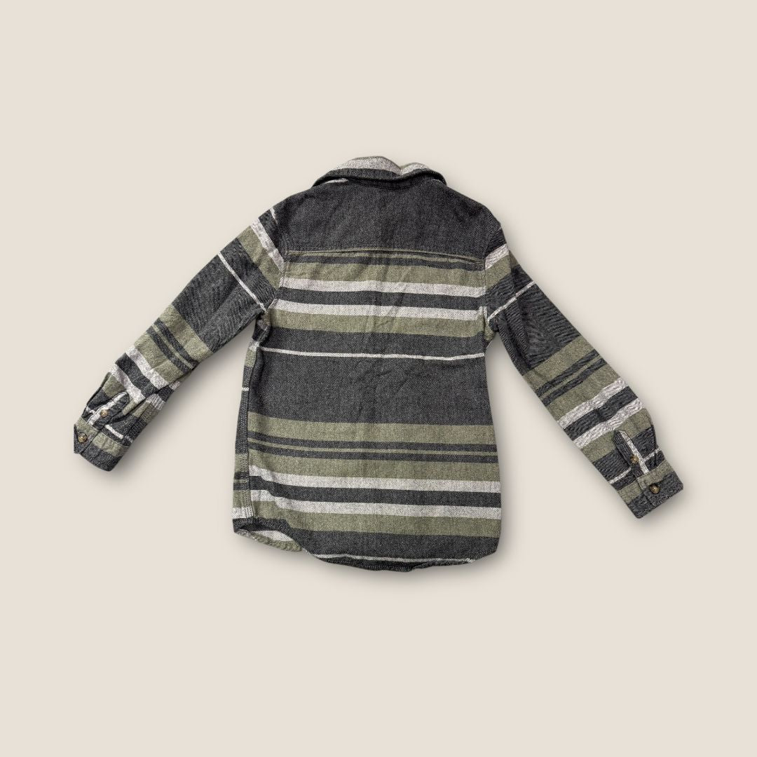 Gymboree Gray with  Green Stripes Button Shirt, 5