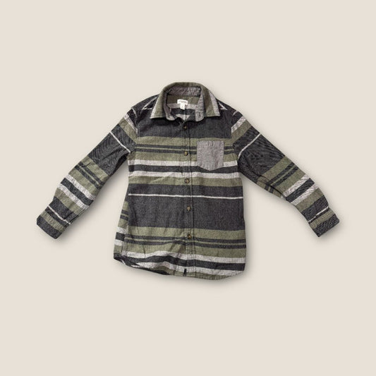 Gymboree Gray with  Green Stripes Button Shirt, 5