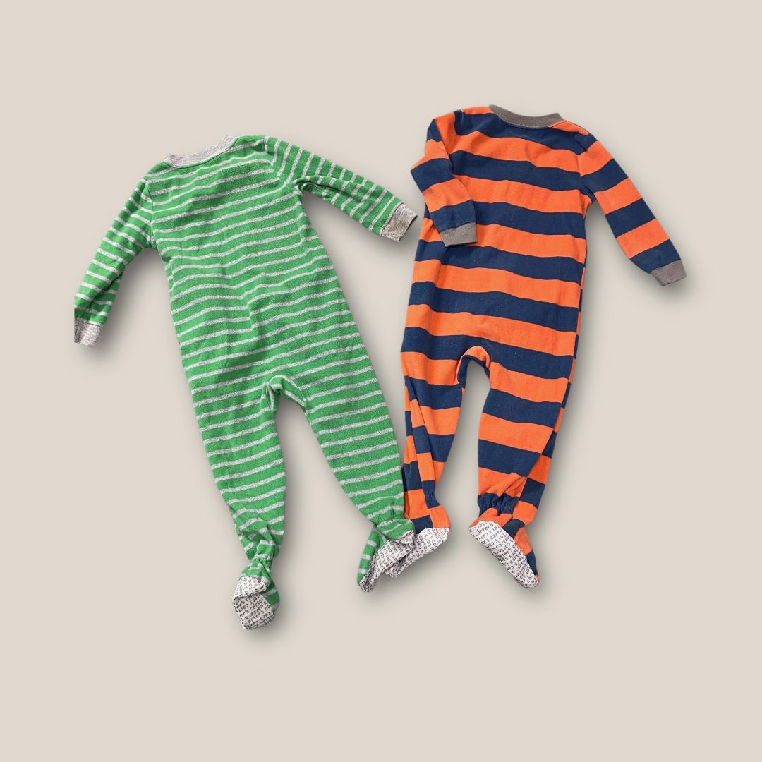 Carter's Orange and Green Fleece PJs Set of 2, 2