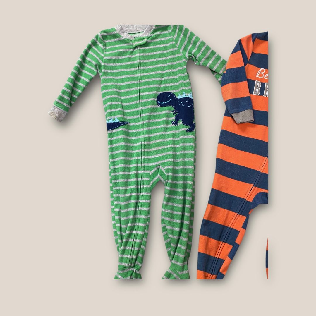 Carter's Orange and Green Fleece PJs Set of 2, 2