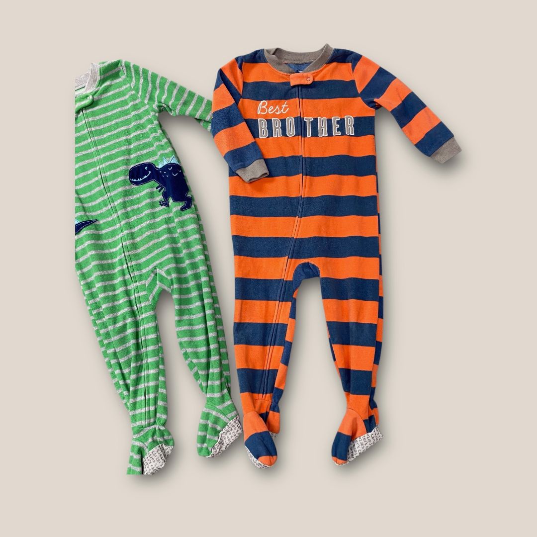 Carter's Orange and Green Fleece PJs Set of 2, 2