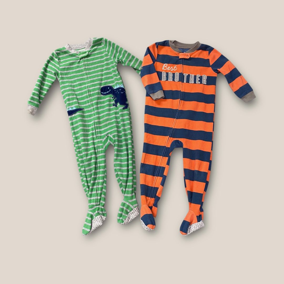 Carter's Orange and Green Fleece PJs Set of 2, 2