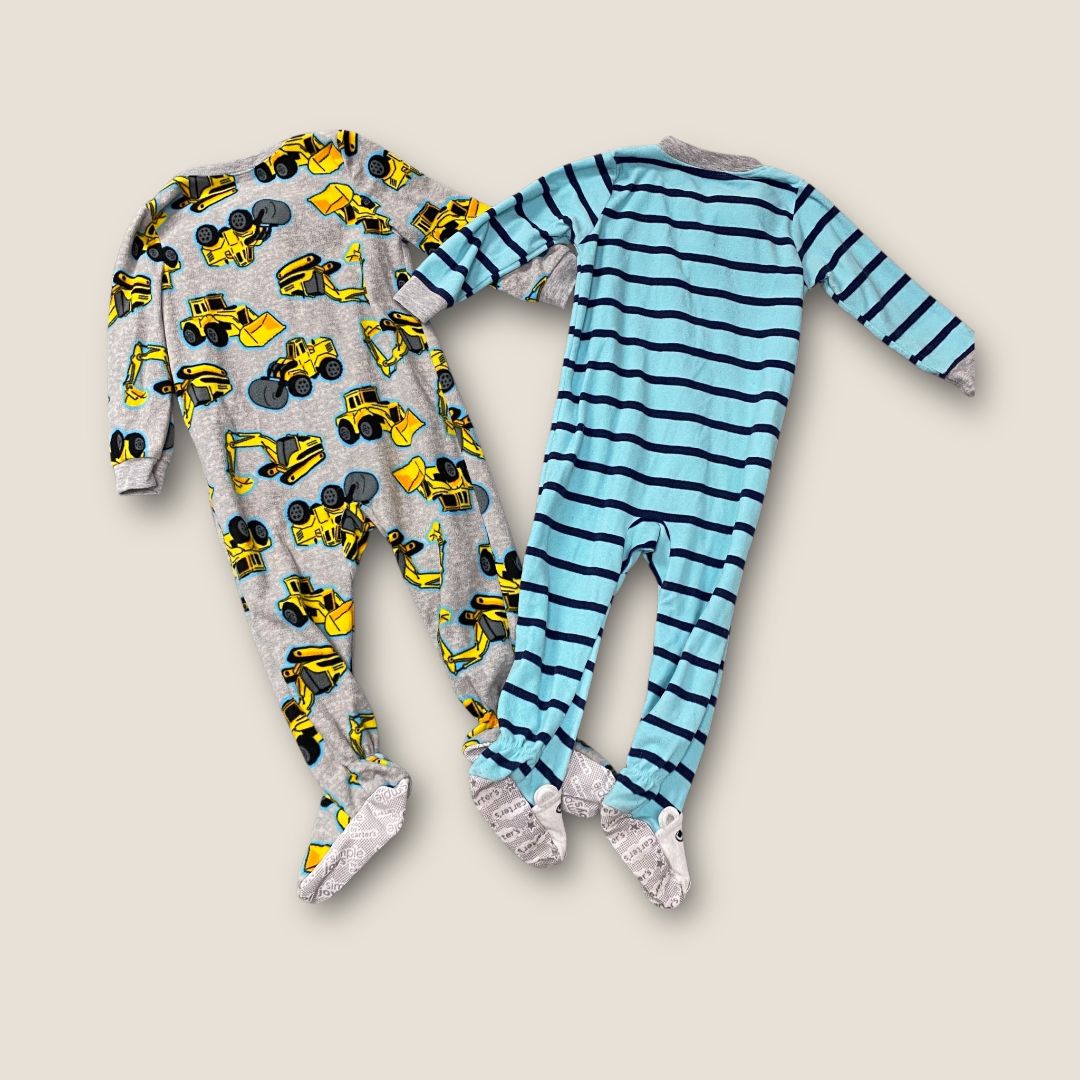 Carter's Gray, Blue and yellow Fleece PJ Set of 2, 24mo