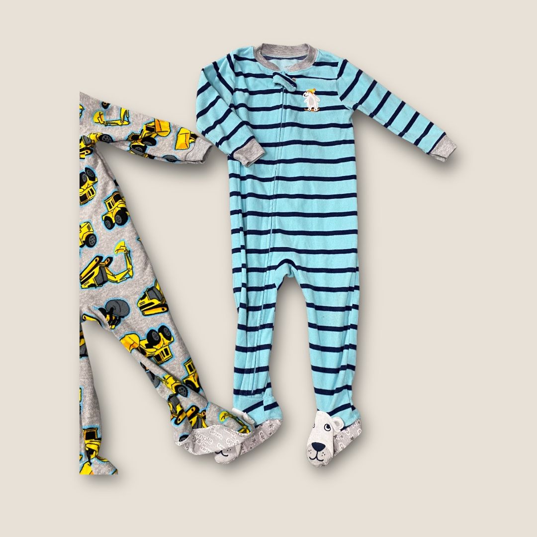 Carter's Gray, Blue and yellow Fleece PJ Set of 2, 24mo