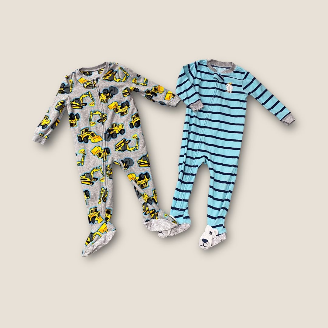 Carter's Gray, Blue and yellow Fleece PJ Set of 2, 24mo