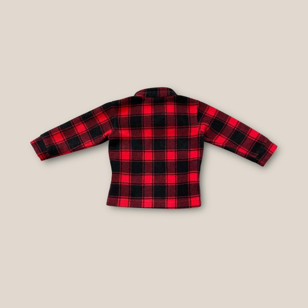 Columbia Red and Black Fleece Jacket with Checkered Pattern, 2