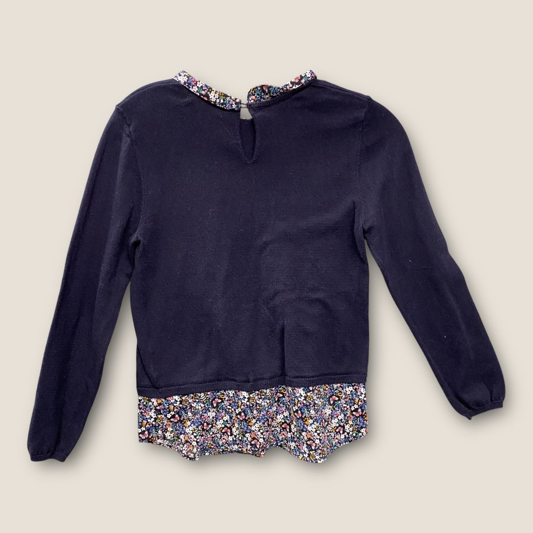 H&M  Dark Blue Dark Blue Long Sleeve Shirt with flower Trim, 4