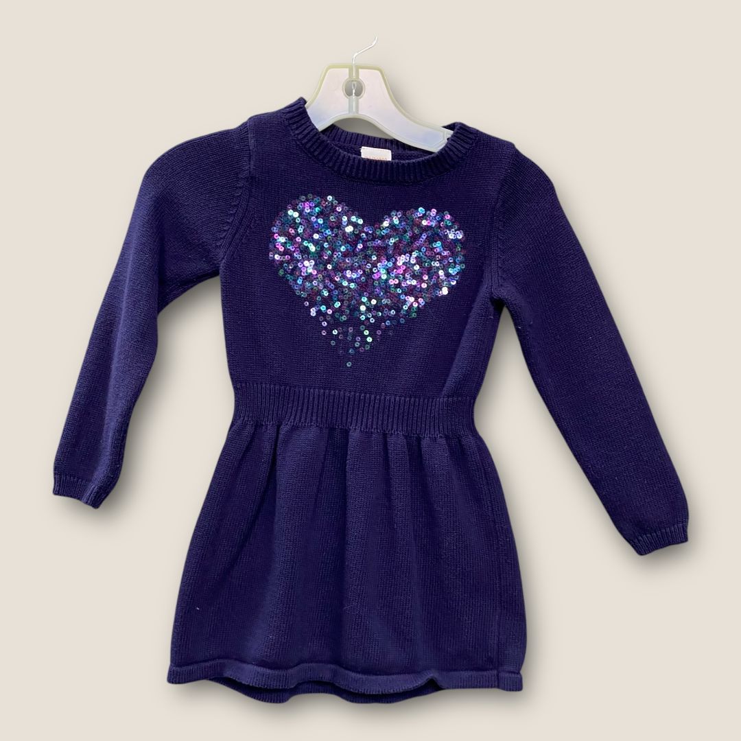 Gymboree Blue Dark Blue Heart Sequin Dress, 4