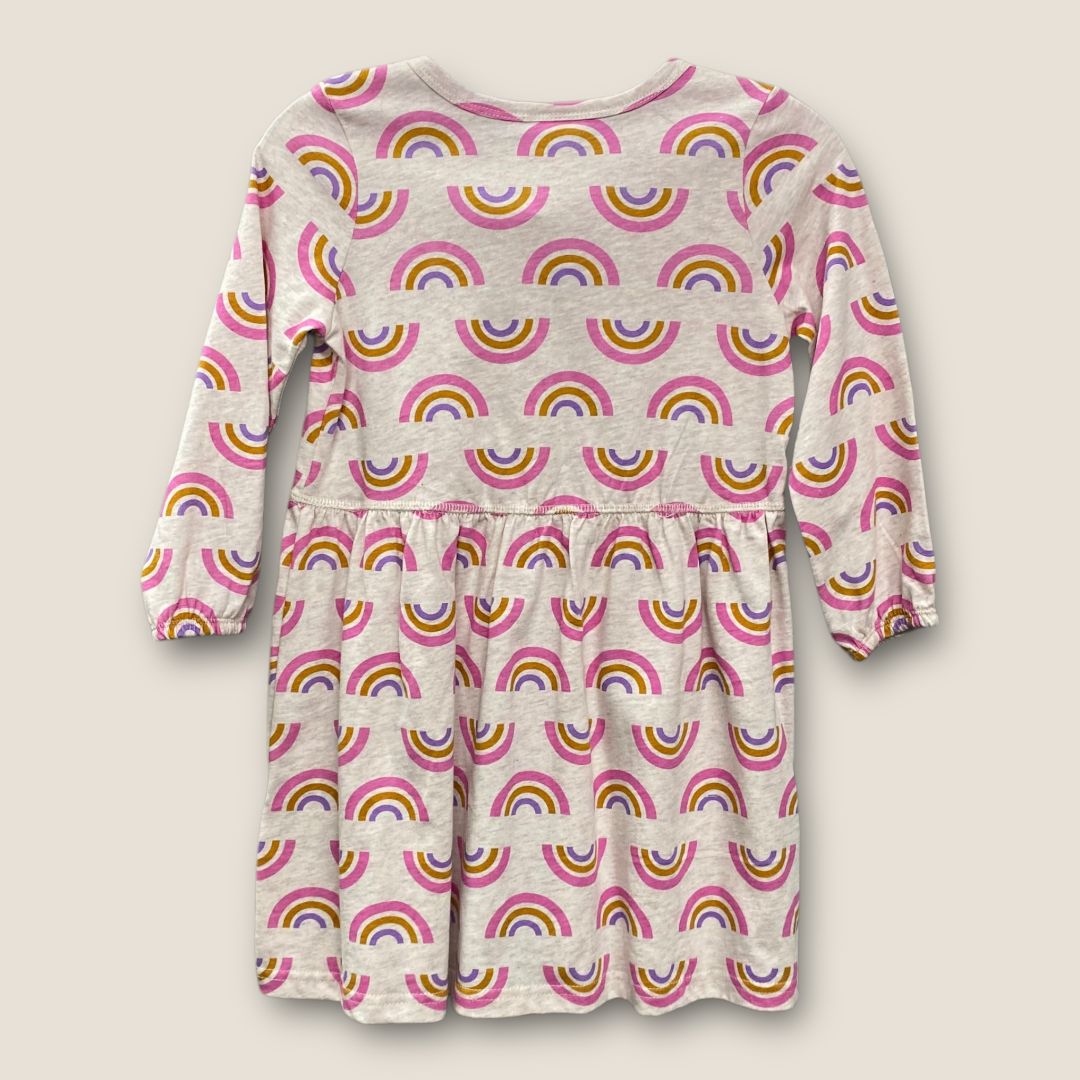 Cotton Kids Tan New with Tags Tan Rainbow Print Dress, 4