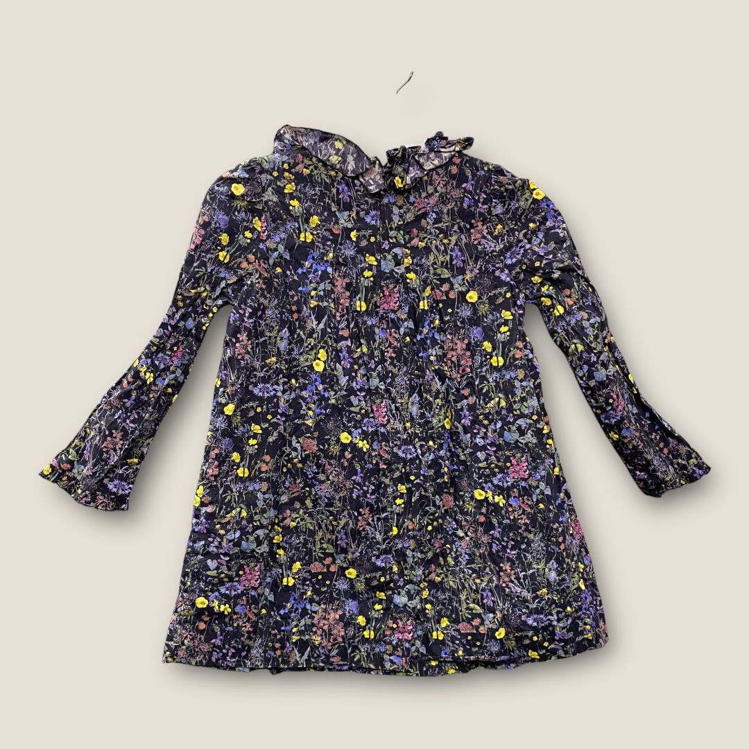 Bonpoint BLue Dark Blue flower Print Dress, 4