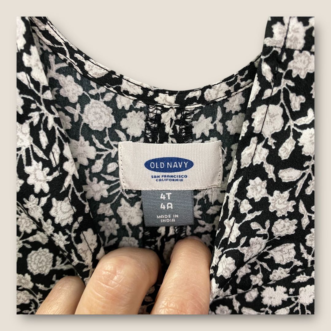 Old Navy black Black and white flower dress, 4