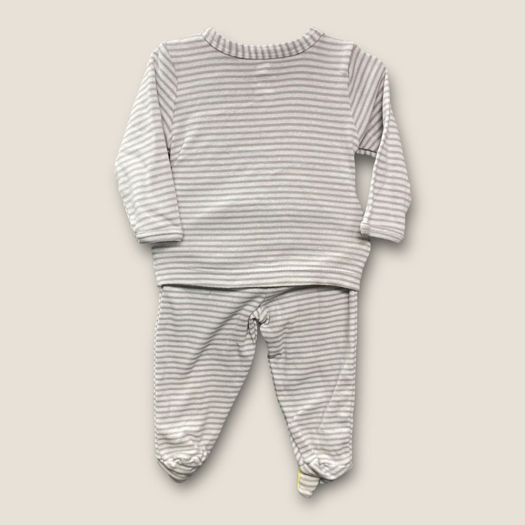 Koala Baby White and Grey 3 pc set Grey and white striped Top , Pants, onesie with Animals, 0-3mo