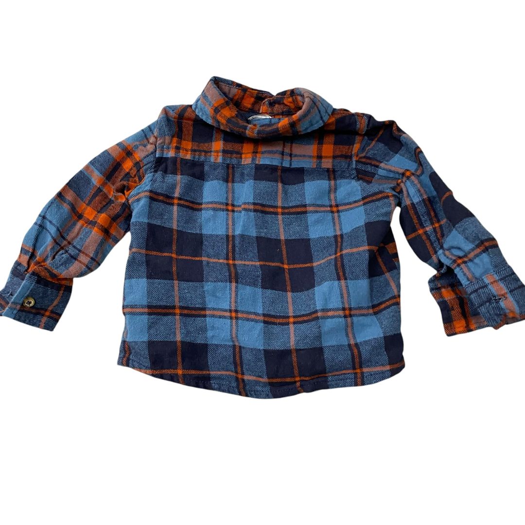 Llama Plaid and Blue 2pcs Button down and jeans, 12m