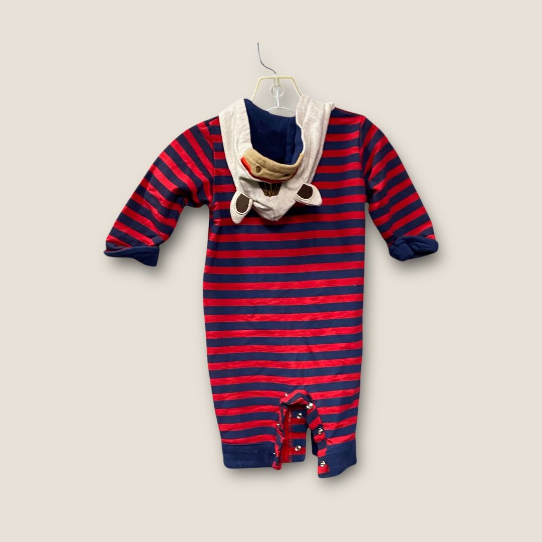 Baby Essentials Blue and Red 1pc striped outfit, 6m