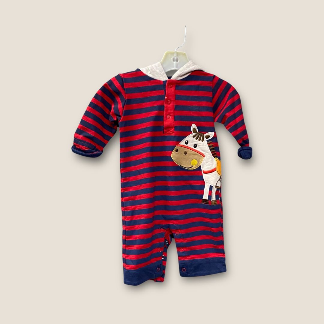 Baby Essentials Blue and Red 1pc striped outfit, 6m