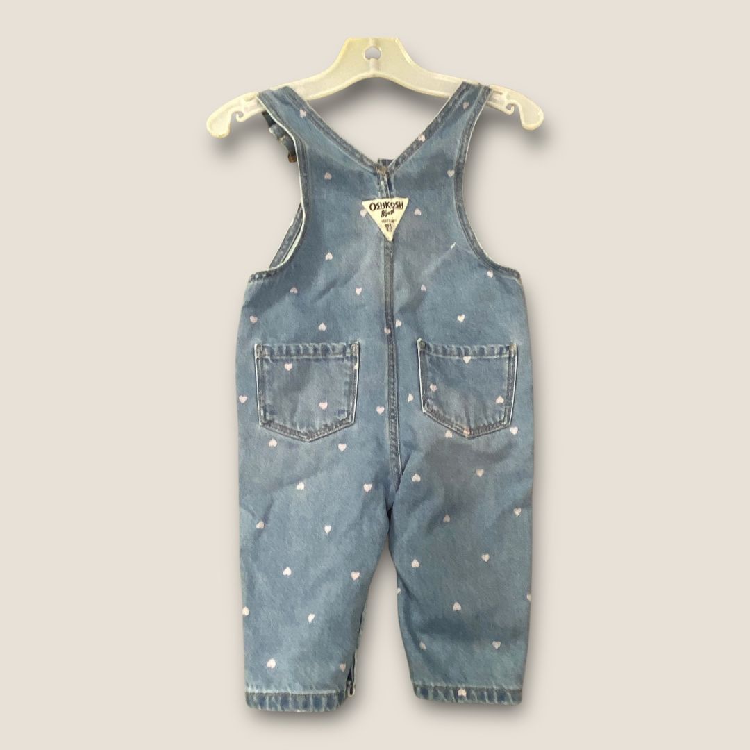 Osh Kosh B'gosh blue Jean overals with hearts, 6m