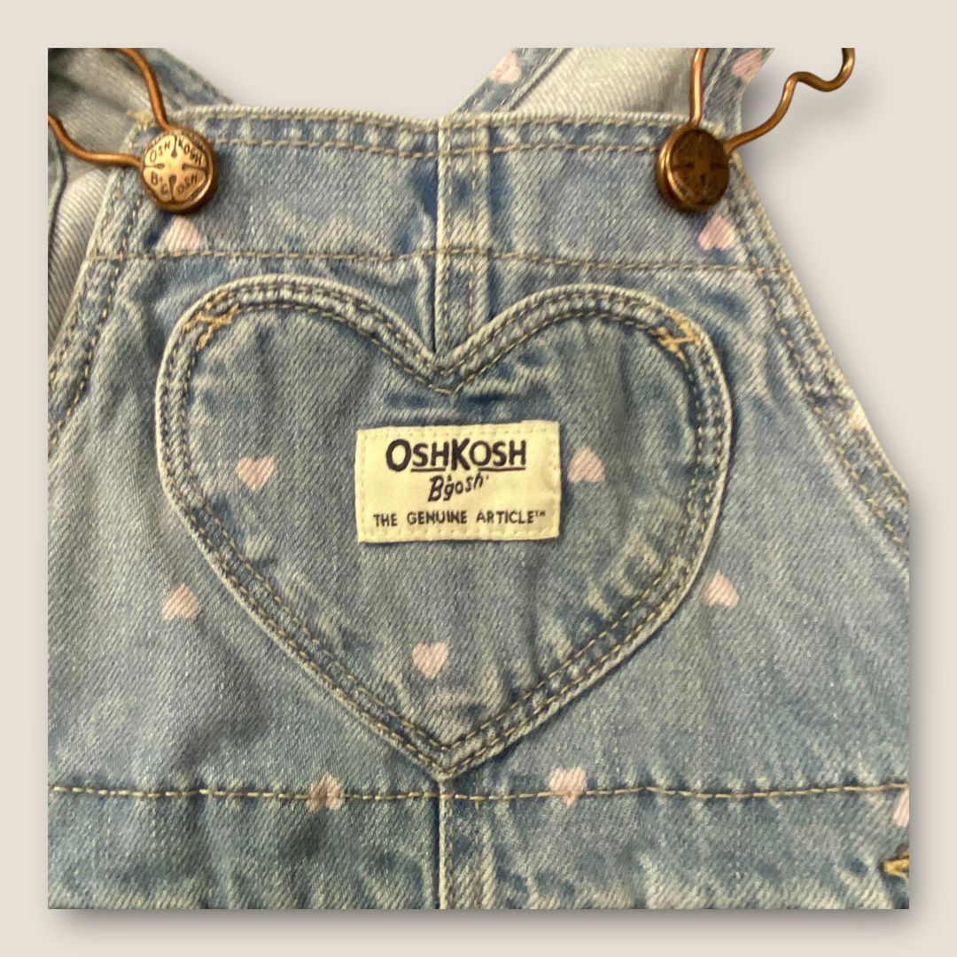 Osh Kosh B'gosh blue Jean overals with hearts, 6m