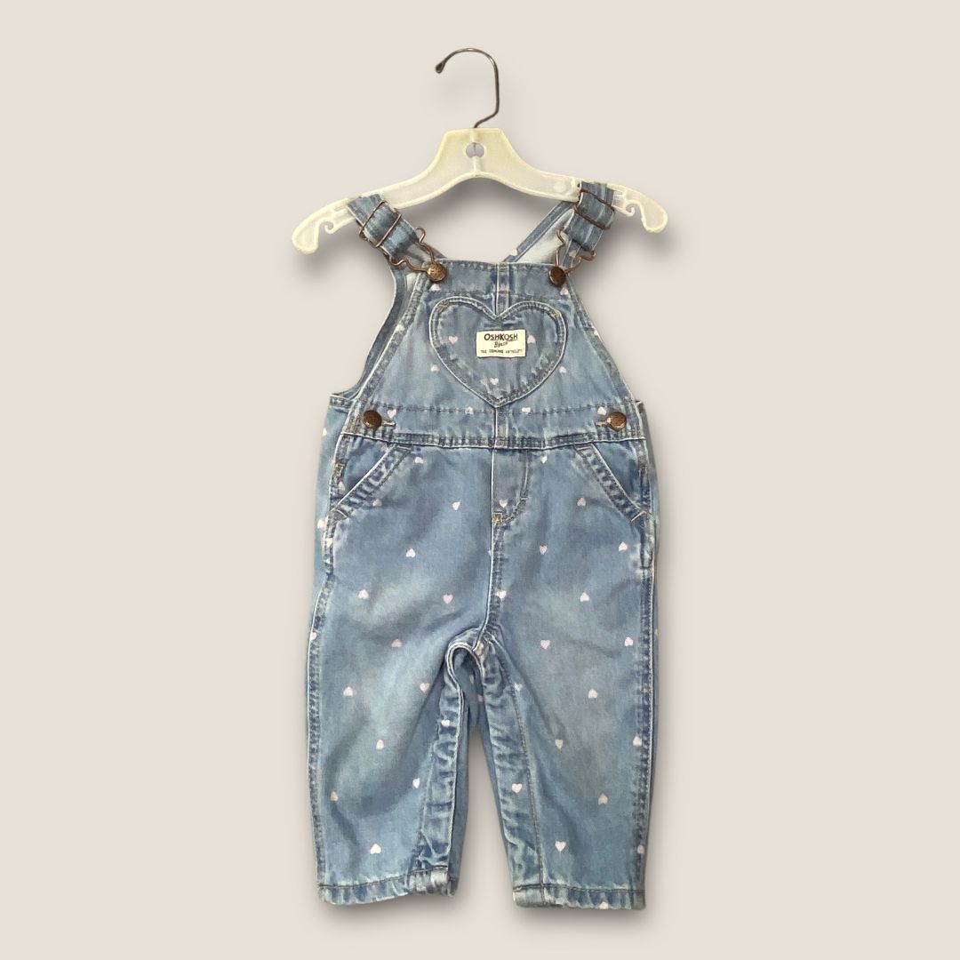 Osh Kosh B'gosh blue Jean overals with hearts, 6m