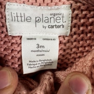 Carter's Pink Little Planet Knit Button-Up Hoodie, 3mo