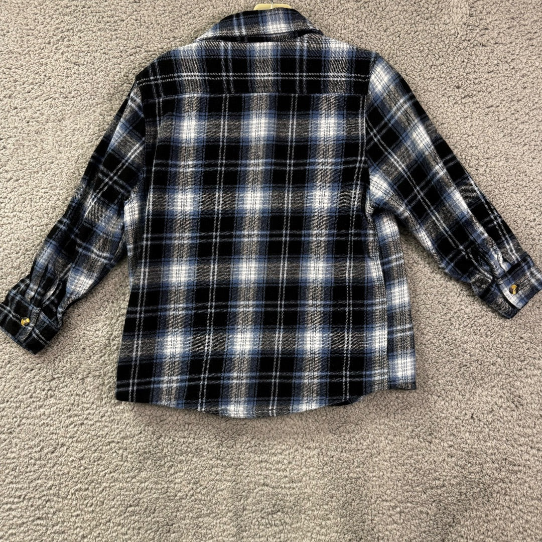 Lil' Hickory Blue, Black, and White Flannel Shirt, 100% Cotton, 6