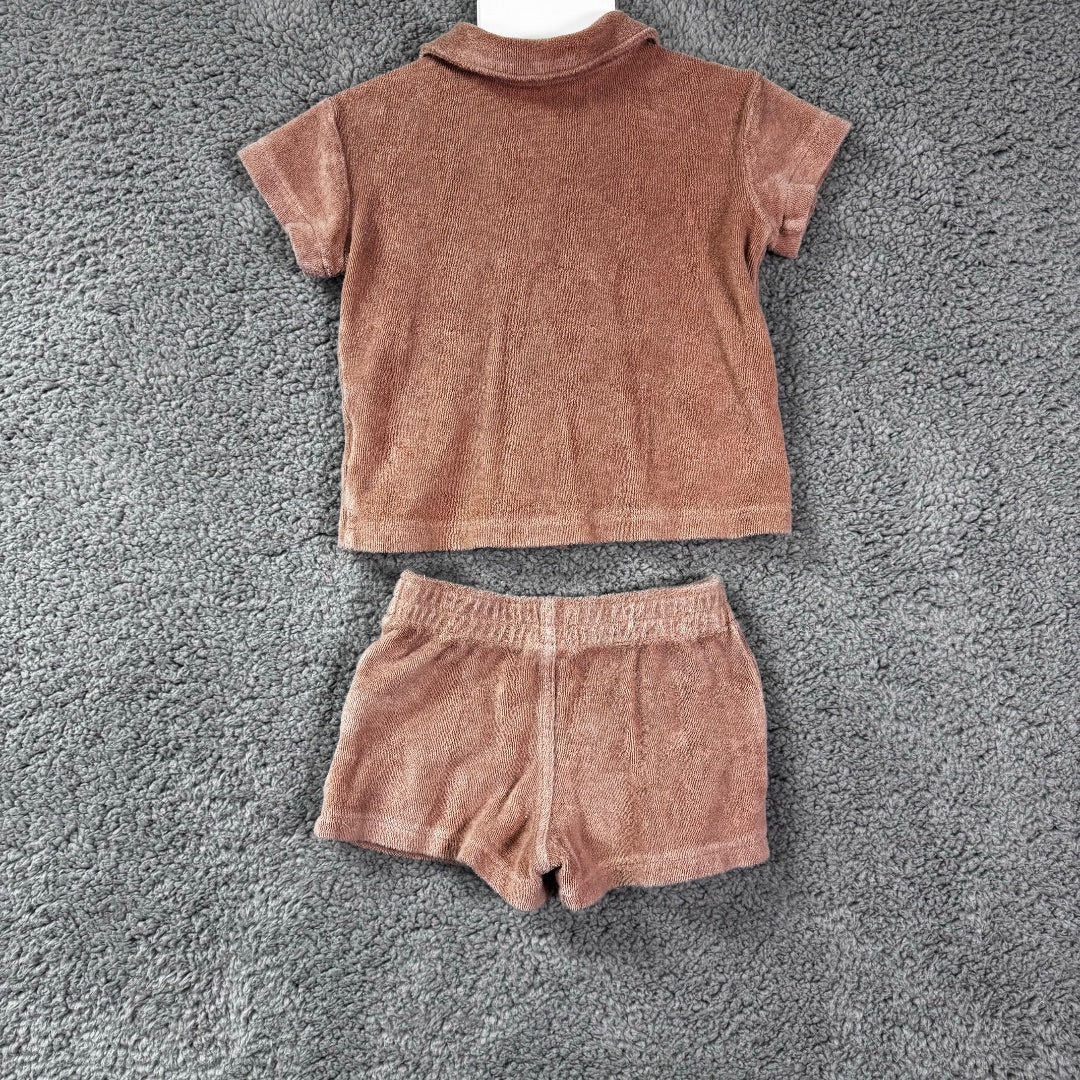 Easy-Peasy Dark Tan Pajamas, 2 Pieces, 12mo