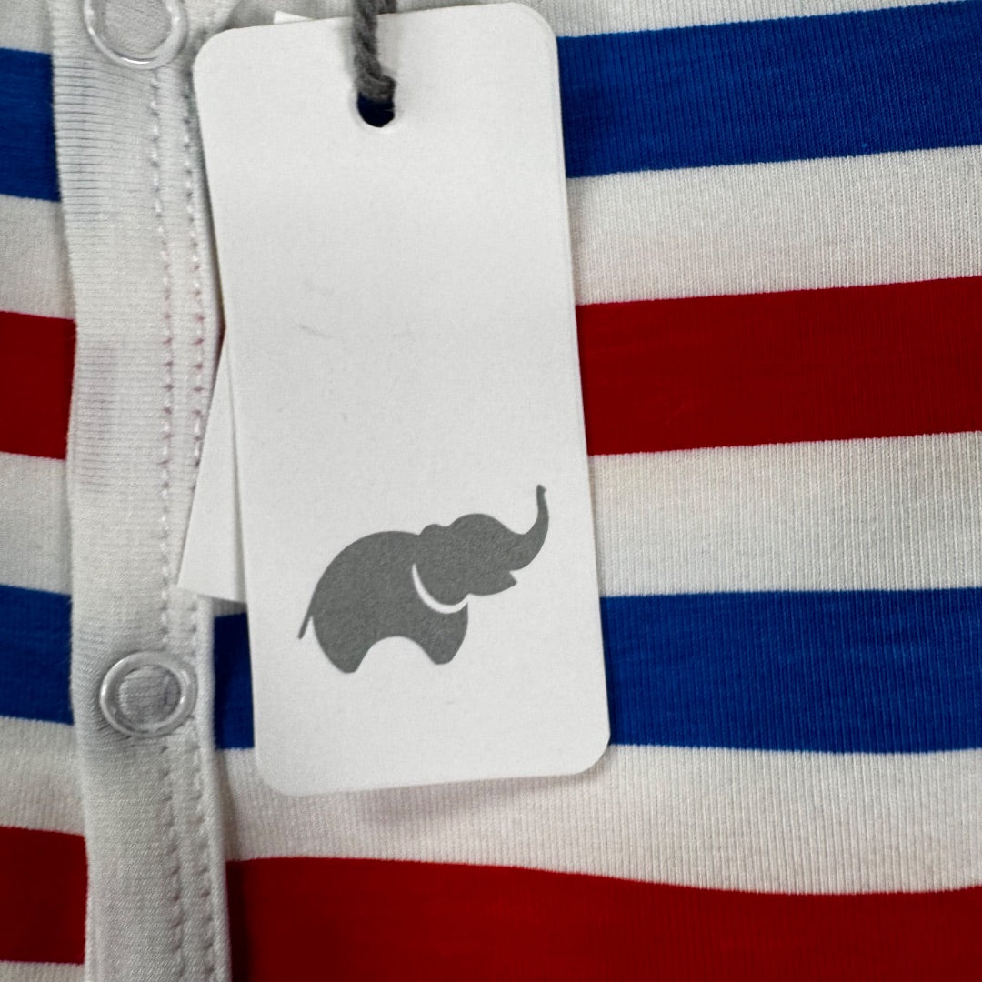 *NEW* Monica + Andy Red, White, and Blue Onesie with Cap, 2 pieces, Organic Cotton, 0-3mo