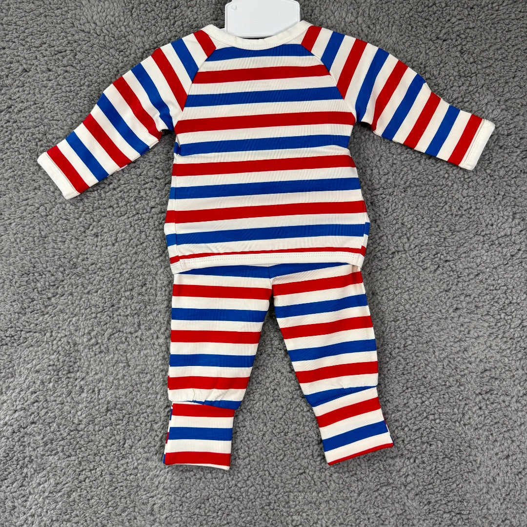 *NEW* Monica + Andy Red, White, and Blue Onesie, 2 piece, Organic Cotton, 0-3mo