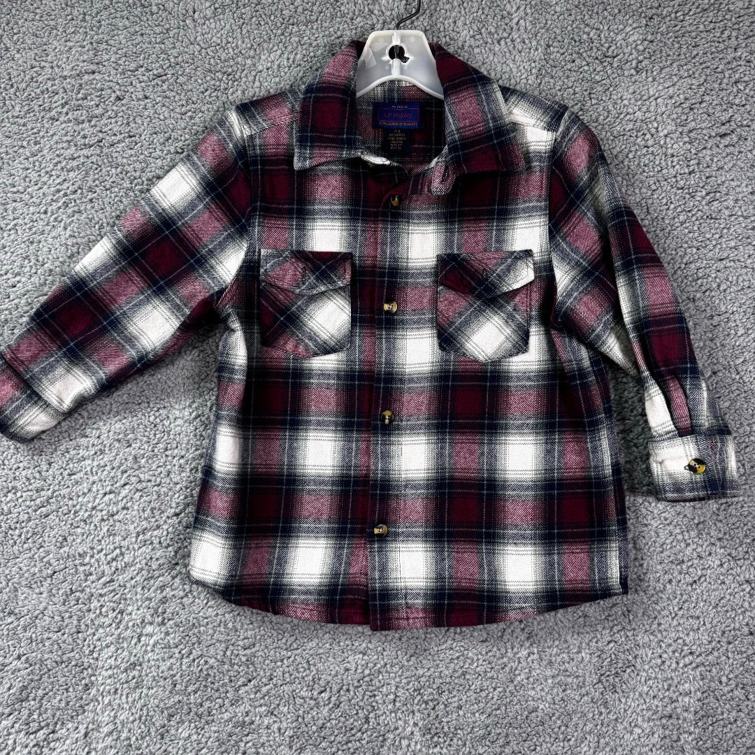 Lil' Hickory Red and White Plaid Flannel Shirt, 4