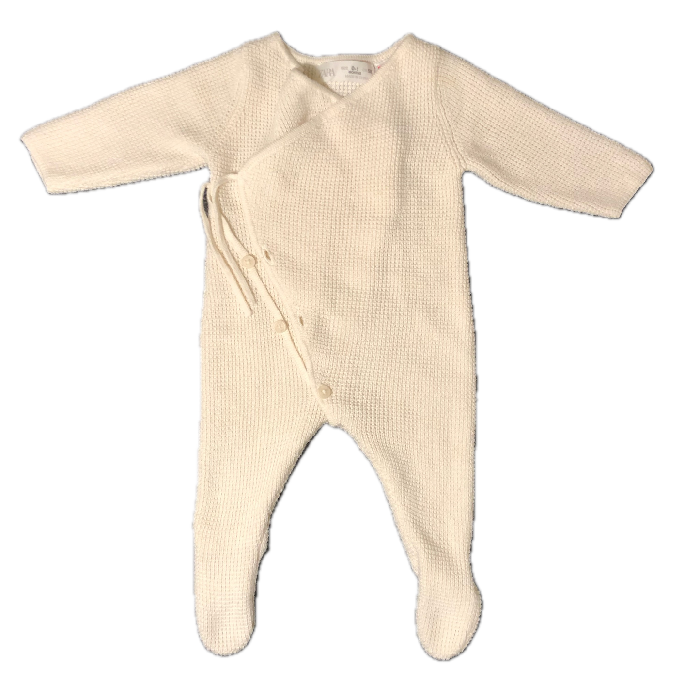 Zara Onesie White diagonal buttons